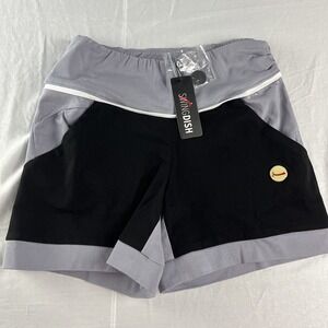 SwingDish Shorts Womens Small Gray Black Golf Athletic Colorblock Rhinestone NEW